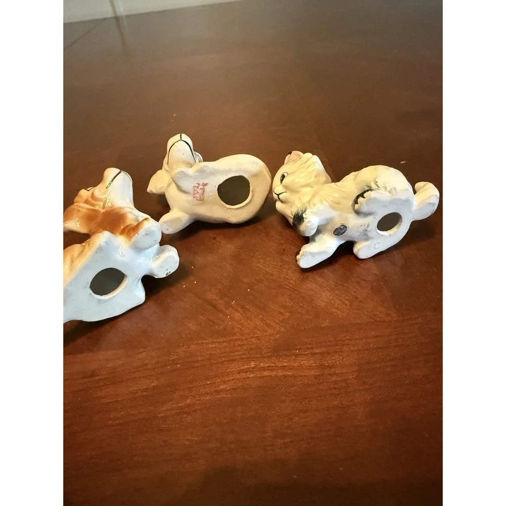 Vintage Porcelain Dog & Cat Figurines Set Cute‎ Mini Animal Decor